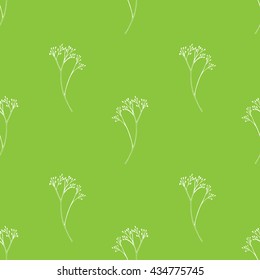 Vector seamless pattern with hand drawn herbal elements. Botanical background in light green colors.