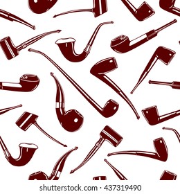 Vector seamless pattern with hand drawn smoking pipes. Beautiful ink drawing.