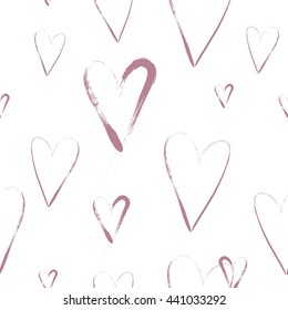 Vector seamless pattern with hand drawn hearts