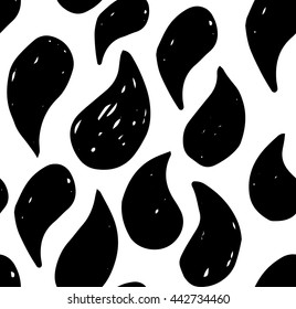 Vector seamless pattern with hand drawn ink drops.
