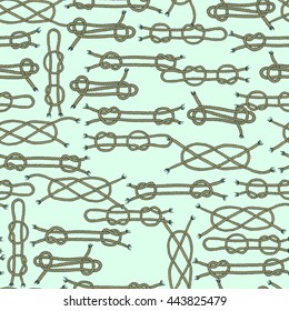 Vector seamless pattern with hand drawn nautical rope knots. Beautiful design elements, perfect for prints and pattern.