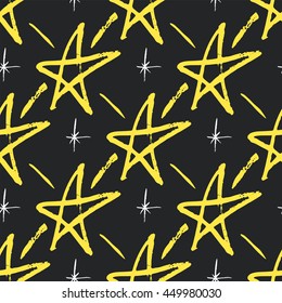 Vector seamless pattern with hand drawn stars. Cute print for any surface