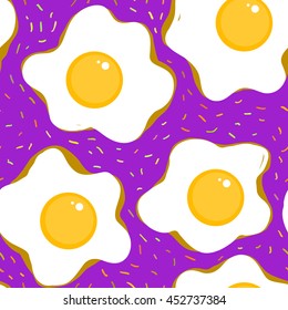 Vector seamless pattern with hand drawn calligraphic doodle eggs for breakfast.