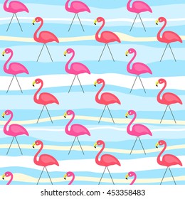 Vector seamless pattern with hand drawn doodle flamingo toy