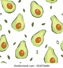 Vector seamless pattern with hand drawn doodle avocado. Good for fabric print design and wrapping paper roll.