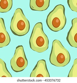 Vector seamless pattern with hand drawn doodle avocado. Good for fabric print design and wrapping paper roll.