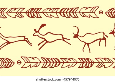 Vector seamless pattern with hand drawn tribal elements. Beautiful ethnic design elements, perfect for prints and patterns