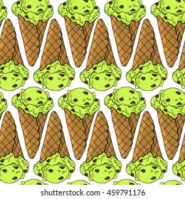 Vector seamless pattern with hand drawn ice cream. Beautiful design elements, perfect for prints and patterns.