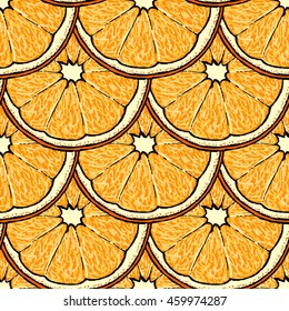 Vector seamless pattern with hand drawn orange
