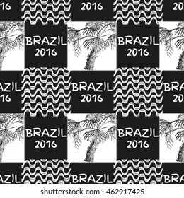 Vector, seamless pattern. Hand drawn background. Ipanema style seamless pattern.
Ipanema, Brazil, Rio pattern. Wave pattern.