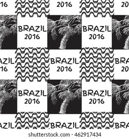 Vector, seamless pattern. Hand drawn background. Ipanema style seamless pattern.