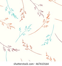 vector seamless pattern with hand drawn silhouettes of grass