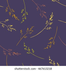 vector seamless pattern with hand drawn silhouettes of grass
