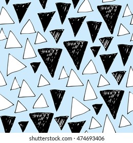 Vector seamless pattern with hand drawn triangles.