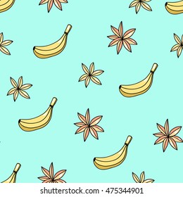 Vector seamless pattern with hand drawn banana.