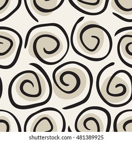 Vector seamless pattern with hand drawn scrolls. Stylish background with doodles. Modern graphic design. Stylish contemporary texture.