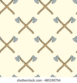 Vector seamless pattern with hand drawn crossed axes. Beautiful design elements, perfect for prints and patterns