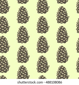 Vector seamless pattern with hand drawn pine cones. Beautiful Christmas design elements.