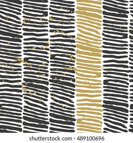 Vector seamless pattern with hand drawn calligraphic brush smears