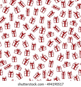 Vector seamless pattern with hand drawn gift boxes. Beautiful Christmas or New Year design, perfect for holiday prints and patterns