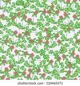 Vector seamless pattern from hand drawn herbs of clover. For fabric, cloth design, wallpaper.