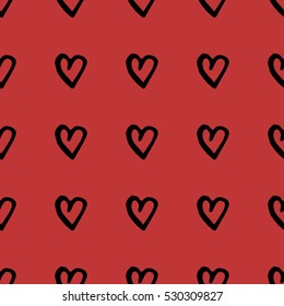 Vector seamless pattern with hand drawn hearts. St.Valentine`s day background.