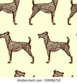 Vector seamless pattern with hand drawn dogs made in textured style. Beautiful design elements, perfect for prints and patterns.