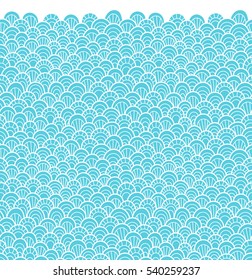 Vector seamless pattern of hand drawn scales. Abstract border seamless pattern. Graphic ornament with reptile skin texture.