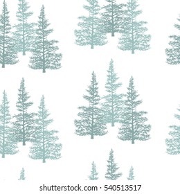 Vector seamless pattern with hand drawn spruce trees. Beautiful floral design elements, perfect for Christmas prints and patterns