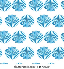 Vector seamless pattern with hand drawn scallop seashells. Beautiful marine design elements, perfect for prints and patterns.