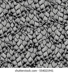 Vector seamless pattern with hand drawn hop cones. Beautiful design elements, perfect for prints and pattern.