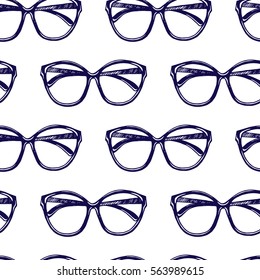 Vector seamless pattern with hand drawn sunglasses. Beautiful design elements, perfect for prints and pattern.