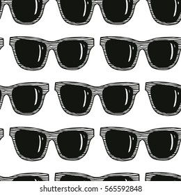 Vector seamless pattern with hand drawn sunglasses. Beautiful design elements, perfect for prints and pattern.