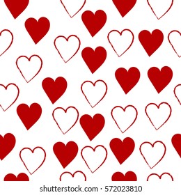 Vector seamless pattern with hand drawn hearts