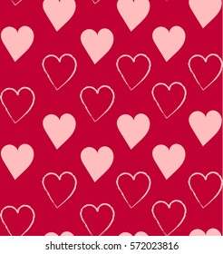 Vector seamless pattern with hand drawn hearts