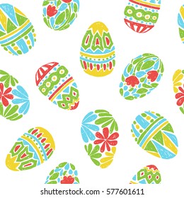 Vector seamless pattern with hand drawn easter eggs.