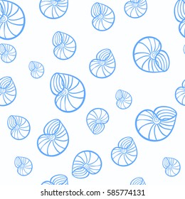 Vector seamless pattern with hand drawn seashells. Beautiful marine design elements, for prints and patterns.