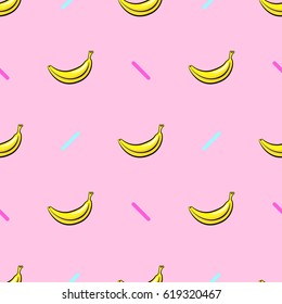 Vector seamless pattern with hand drawn bananas on a white background.