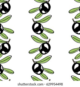 Vector seamless pattern with hand drawn olive branches. Beautiful design elements, perfect for prints and pattern