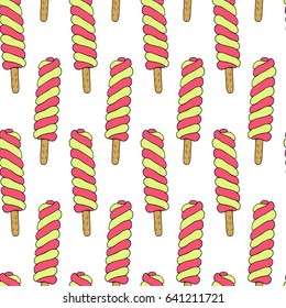 Vector seamless pattern with hand drawn ice cream. Beautiful design elements, perfect for prints and patterns.