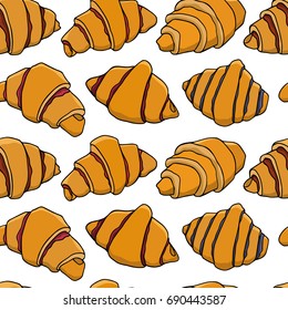 Vector seamless pattern with hand drawn regulash. Traditional pastry illustration. Beautiful food design elements.