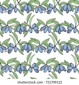 Vector seamless pattern with hand drawn honeysuckle twigs. Beautiful floral design elements, ink drawing