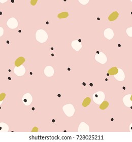 Vector seamless pattern with hand drawn ink dots. Beautiful texture with Brush strokes. Abstract background design.