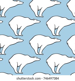 Vector seamless pattern with hand drawn cute polar bears. Beautiful ink drawing, animal design elements