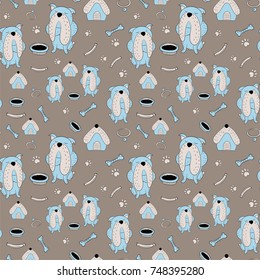 Vector seamless pattern of hand drawn wrinkles. Symbols of the New Year 2018. Use as a background for sites, wallpapers, wrapping paper.