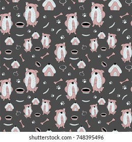 Vector seamless pattern of hand drawn wrinkles. Symbols of the New Year 2018. Use as a background for sites, wallpapers, wrapping paper.