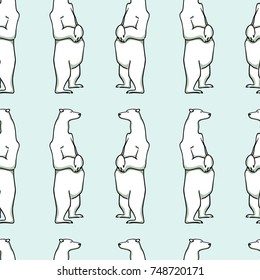 Vector seamless pattern with hand drawn cute polar bears. Beautiful ink drawing, animal design elements