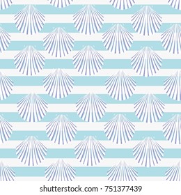 Vector seamless pattern with hand drawn scallop shells. Beautiful marine design elements, perfect for prints and patterns.