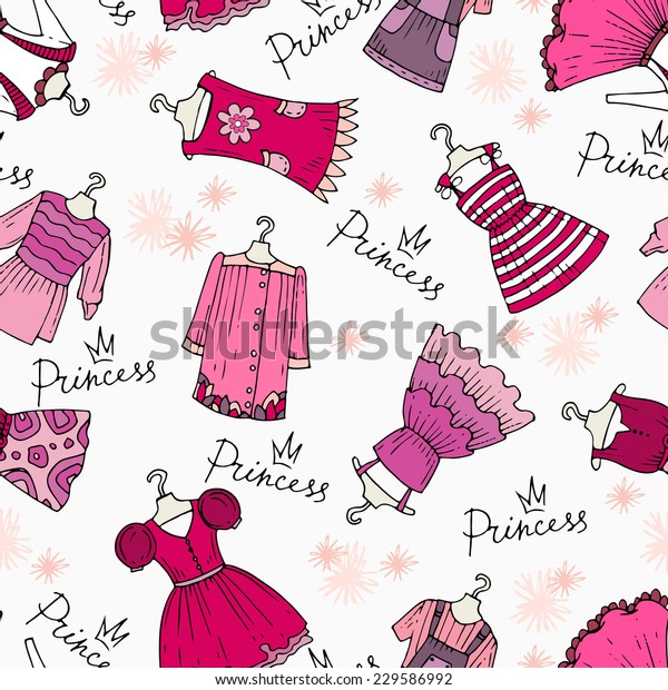 Vector Seamless Pattern Hand Drawn Clothes Stock Vector (Royalty Free ...