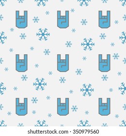  Vector seamless pattern with hand labels and snow